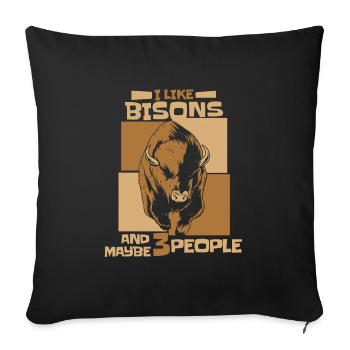 Bison Büffel Bulle Buffalo Bisons - Sofakissenbezug 45 x 45 cm - Schwarz - Vorne