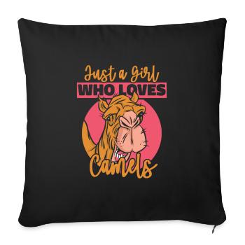 Camel Desert Camels Egypt - Sofa pillowcase 17,3'' x 17,3'' (45 x 45 cm) - black - Front