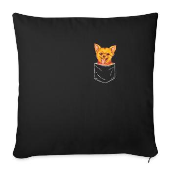 Chien Chihuahua - Housse de coussin décorative 45 x 45 cm - noir - Devant