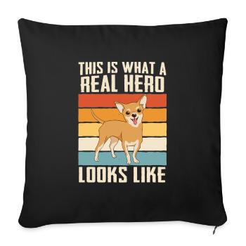 Chien Chihuahua - Housse de coussin décorative 45 x 45 cm - noir - Devant