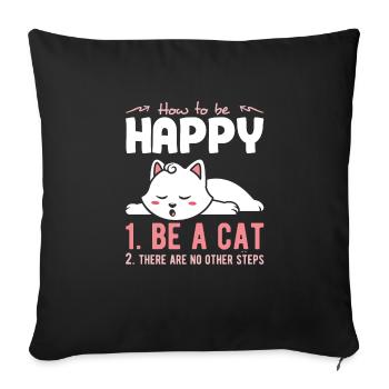 Soyez joyeux comme un chat - Housse de coussin décorative 45 x 45 cm - noir - Devant