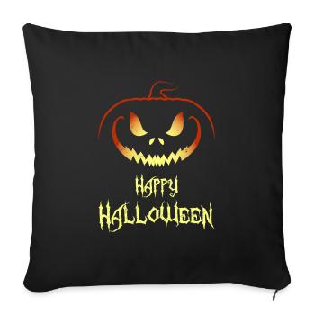 Masque de citrouille Halloween - Housse de coussin décorative 45 x 45 cm - noir - Devant