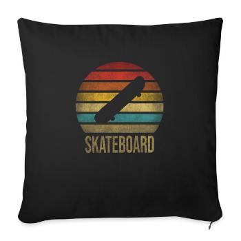 Skateboard Skate ou Die Retro Sunset - Housse de coussin décorative 45 x 45 cm - noir - Devant