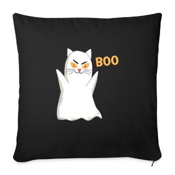 BOO Katze Halloween Gespenst - Sofakissenbezug 45 x 45 cm - Schwarz - Vorne