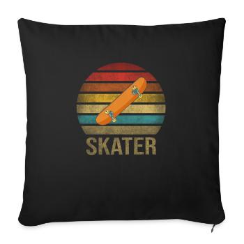Skateboard Skate ou Die Retro Sunset - Housse de coussin décorative 45 x 45 cm - noir - Devant