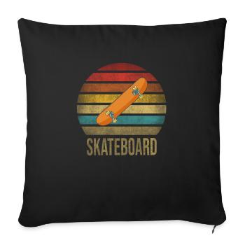 Skateboard Skate ou Die Retro Sunset - Housse de coussin décorative 45 x 45 cm - noir - Devant