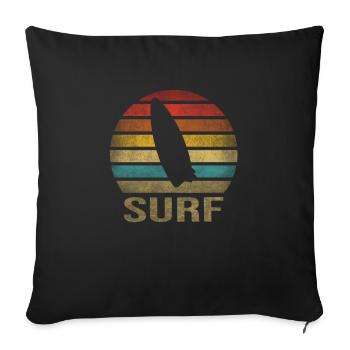 Surf Or Die Surfboard Summer Retro Sunset - Sofa pillowcase 17,3'' x 17,3'' (45 x 45 cm) - black - Front