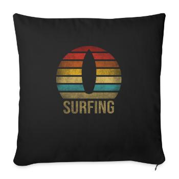 Surf Or Die Surfboard Summer Retro Sunset - Sofa pillowcase 17,3'' x 17,3'' (45 x 45 cm) - black - Front