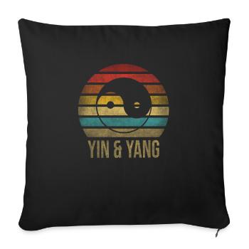 Taosim Yin & Yang Zen Retro Coucher de soleil - Housse de coussin décorative 45 x 45 cm - noir - Devant