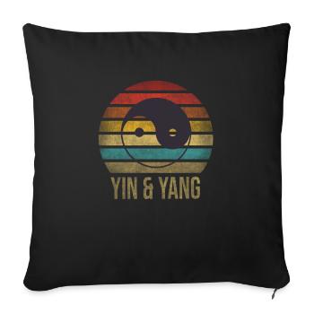 Taosim Yin & Yang Zen Retro Coucher de soleil - Housse de coussin décorative 45 x 45 cm - noir - Devant