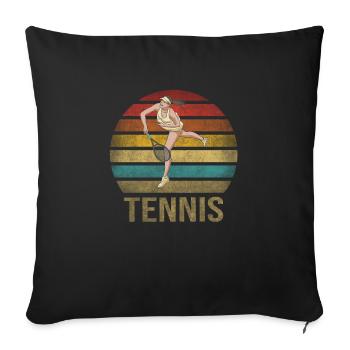 Tennis Player Let's Play Serve Served Sunset - Sofakissenbezug 45 x 45 cm - Schwarz - Vorne