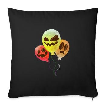 Masque de citrouille Ballon d’Halloween - Housse de coussin décorative 45 x 45 cm - noir - Devant