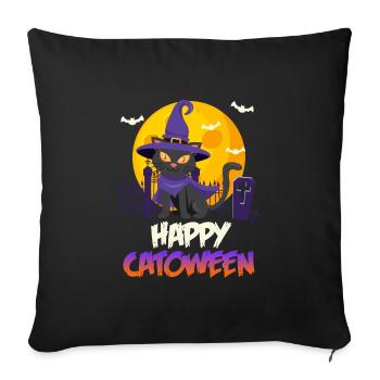 Catoween Happy Cats Halloween - Sofa pillowcase 17,3'' x 17,3'' (45 x 45 cm) - black - Front