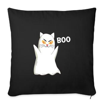 BOO Katze Halloween Gespenst - Sofakissenbezug 45 x 45 cm - Schwarz - Vorne