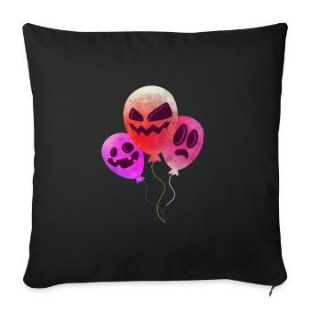 Masque de citrouille Ballon d’Halloween - Housse de coussin décorative 45 x 45 cm - noir - Devant