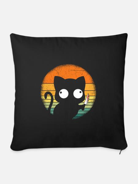 Katze Mörder Halloween - Sofakissenbezug 45 x 45 cm - Schwarz