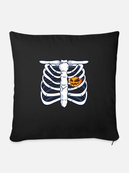 Kürbis Skelett Halloween - Sofakissenbezug 45 x 45 cm - Schwarz