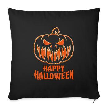 Masque de citrouille Halloween - Housse de coussin décorative 45 x 45 cm - noir - Devant