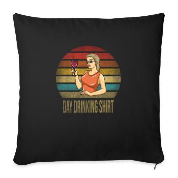 Boire du vin Fun Alcohol Woman Retro Sunset - Housse de coussin décorative 45 x 45 cm - noir - Devant