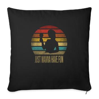 Boire du vin Fun Alcohol Woman Retro Sunset - Housse de coussin décorative 45 x 45 cm - noir - Devant