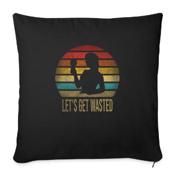 Boire du vin Fun Alcohol Woman Retro Sunset - Housse de coussin décorative 45 x 45 cm - noir - Devant