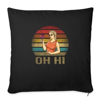 Boire du vin Fun Alcohol Woman Retro Sunset - Housse de coussin décorative 45 x 45 cm - noir - Devant