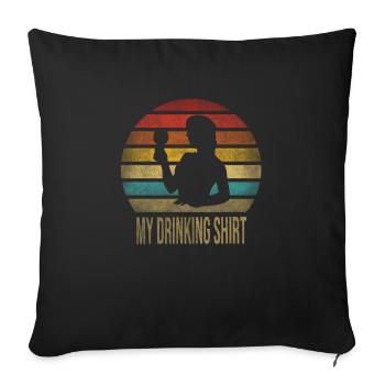 Boire du vin Fun Alcohol Woman Retro Sunset - Housse de coussin décorative 45 x 45 cm - noir - Devant