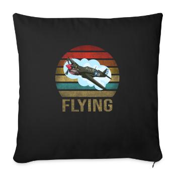 Airplane Historic World War II Flying Pilot WWII - Sofa pillowcase 17,3'' x 17,3'' (45 x 45 cm) - black - Front
