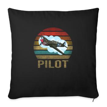 Airplane Historic World War II Flying Pilot WWII - Sofa pillowcase 17,3'' x 17,3'' (45 x 45 cm) - black - Front