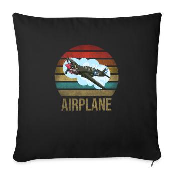 Airplane Historic World War II Flying Pilot WWII - Sofa pillowcase 17,3'' x 17,3'' (45 x 45 cm) - black - Front