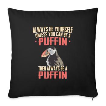 Puffins Seabirds Puffin - Sofa pillowcase 17,3'' x 17,3'' (45 x 45 cm) - black - Front