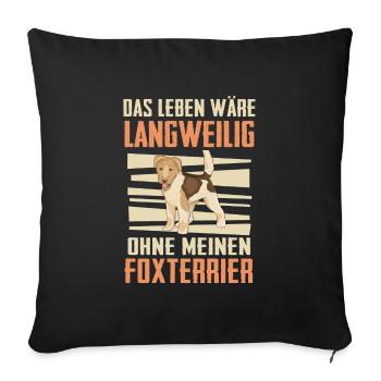 Foxterrier Drahthaar Hund - Sofakissenbezug 45 x 45 cm - Schwarz - Vorne