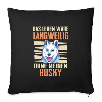 Husky Siberian Husky Hund - Sofakissenbezug 45 x 45 cm - Schwarz - Vorne