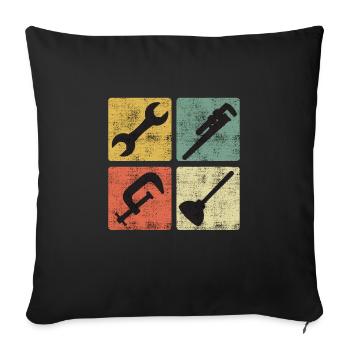 Spengler Plumber Plant Mechanic Vintage - Sofa pillowcase 17,3'' x 17,3'' (45 x 45 cm) - black - Front