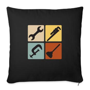 Tinsmith Plumber Plant Mechanic Vintage - Sofa pillowcase 17,3'' x 17,3'' (45 x 45 cm) - black - Front