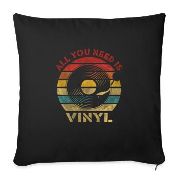 Tout ce dont vous avez besoin est Vinyl Retro Vintage Music - Housse de coussin décorative 45 x 45 cm - noir - Devant
