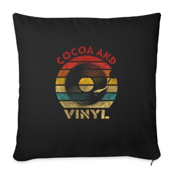Cocoa and Vinyl Retro Vintage Music - Sofakissenbezug 45 x 45 cm - Schwarz - Vorne