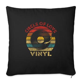 Circle of Love Vinyl Retro Vintage Music - Sofakissenbezug 45 x 45 cm - Schwarz - Vorne