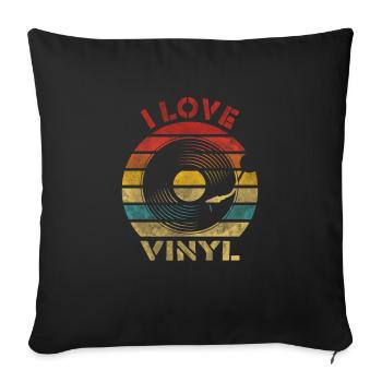 I Love Vinyl Retro Vintage Music - Sofa pillowcase 17,3'' x 17,3'' (45 x 45 cm) - black - Front