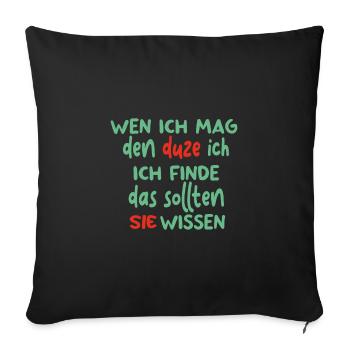 Ich hasse Menschen lustiger Spruch für Zyniker - Sofakissenbezug 45 x 45 cm - Schwarz - Vorne