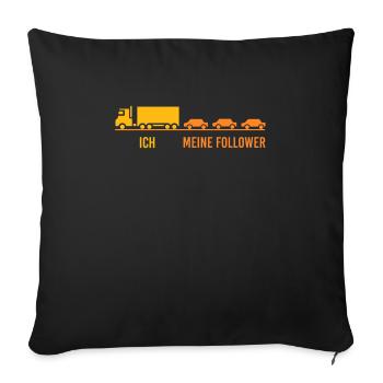 Les camions et mes followers - Housse de coussin décorative 45 x 45 cm - noir - Devant