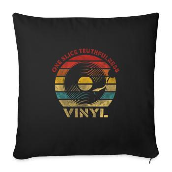 One Slice Truthfulness Vinyl Retro Vintage Music - Sofa pillowcase 17,3'' x 17,3'' (45 x 45 cm) - black - Front