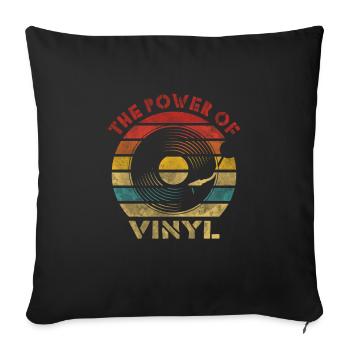 The Power of Vinyl Retro Vintage Music - Sofa pillowcase 17,3'' x 17,3'' (45 x 45 cm) - black - Front