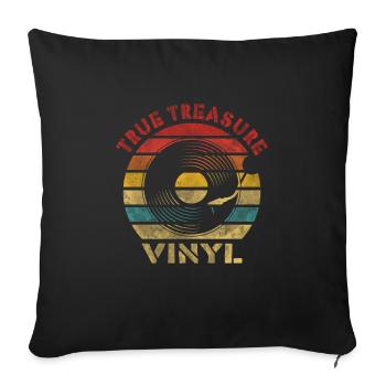 True Treasure Vinyl Musique Vintage Rétro - Housse de coussin décorative 45 x 45 cm - noir - Devant