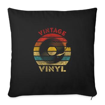 Vintage Vinyle Rétro Musique Vintage - Housse de coussin décorative 45 x 45 cm - noir - Devant