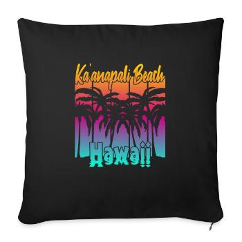 Plage de Ka’anapali Hawaï - Housse de coussin décorative 45 x 45 cm - noir - Devant