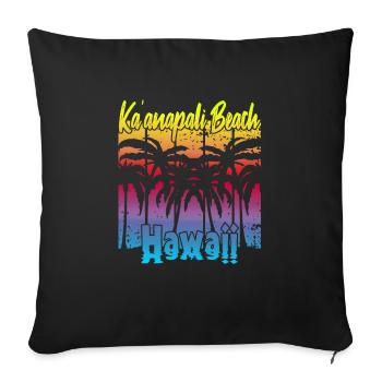 Plage de Ka’anapali Hawaï - Housse de coussin décorative 45 x 45 cm - noir - Devant