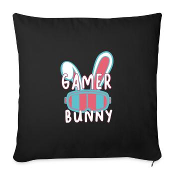 Lapins gamer pour femmes - Housse de coussin décorative 45 x 45 cm - noir - Devant