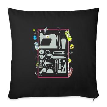 Tailors like to sew with the sewing machine - Sofa pillowcase 17,3'' x 17,3'' (45 x 45 cm) - black - Front