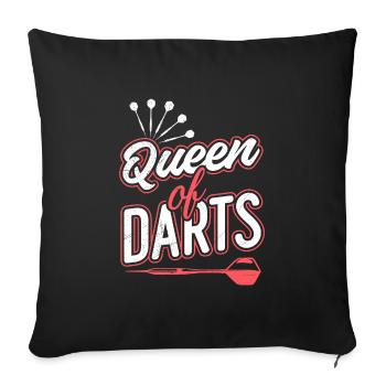 Queen of Darts Dart Zubehör Frauen in Dart - Sofakissenbezug 45 x 45 cm - Schwarz - Vorne